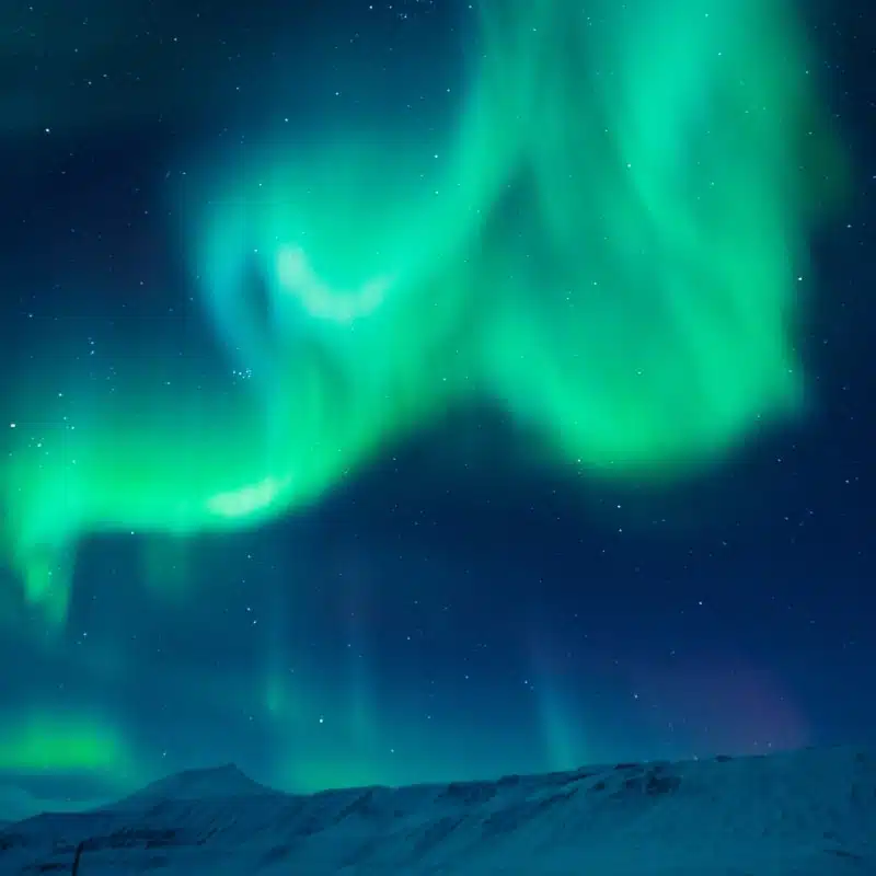 The polar Northern aurora borealis lights in Norway Svalbard in